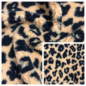 100%Polyester Sherpa Jacquard with Leopard Pattern